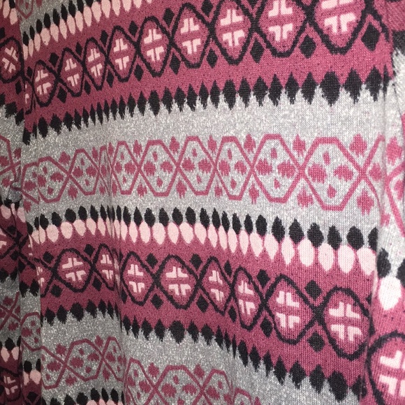 Aztec Boho Fall Cardigan Sweater Pink Tunic Long Sleeve Mauve Christmas - Picture 5 of 5